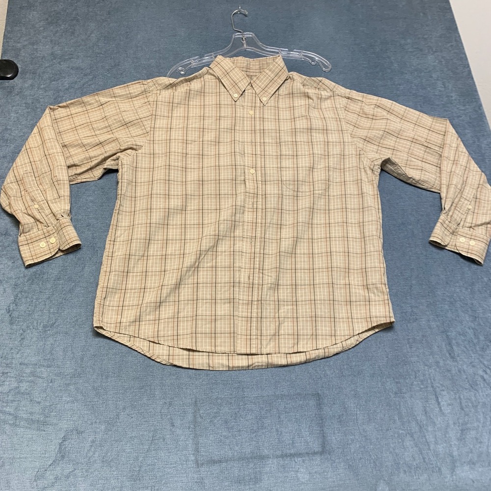 Puritan Wrinkle Resistant Shirt Mens Large Multicolor Plaid Cotton Button Down